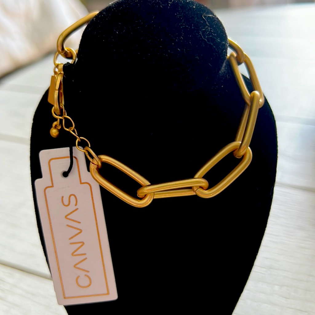 New Link Bracelets, Available In Brushed Gold Or Brushed Silver